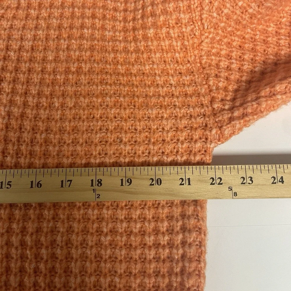 American Eagle Sweater‎ Small Waffle Knit Orange V-neck Oversized Cozy Preppy S